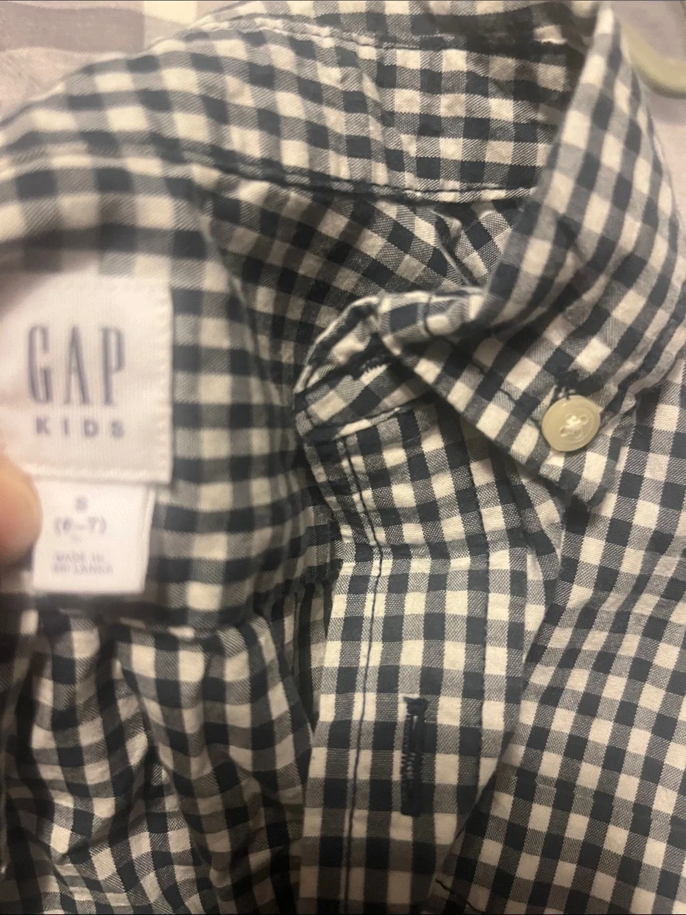 GAP Boys Navy & White Gingham Button-Down Shirt - Classic Plaid